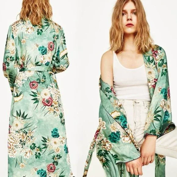 Kimono Floral Duster Coverup - Picture 6 of 10